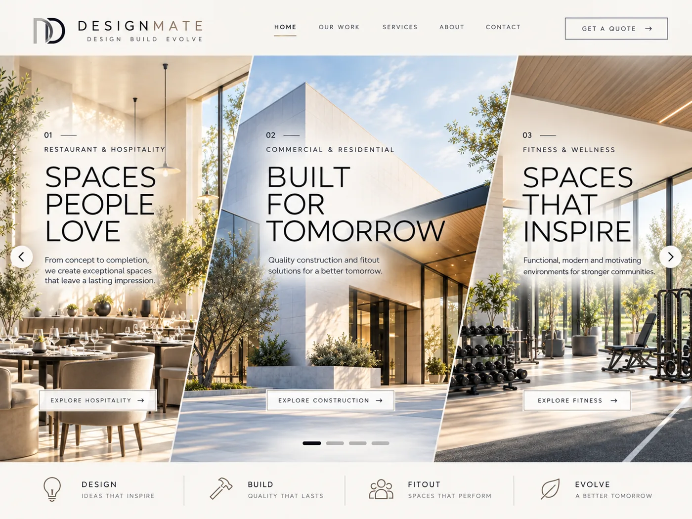 Illustrative architecture and construction website design concept